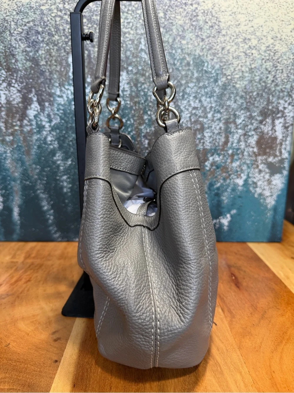 Coach 2018 Classic Lexy Shoulder Bag Pewter Gray Pebbled Leather Hobo